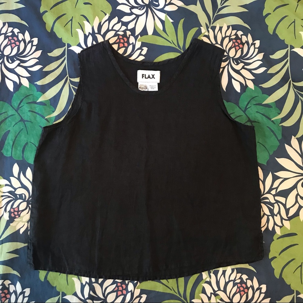 Black FLAX linen tank top Medium